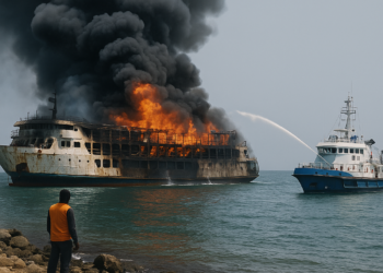 Al menos cinco muertos y más de 40 desaparecidos en el incendio de un ferry en Indonesia