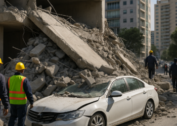 Cae estructura sobre auto en Interlomas; muere conductora