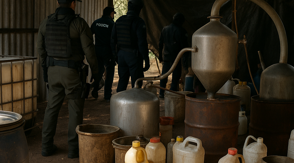 Inhabilitan narcolaboratorio de metanfetamina en Michoacán