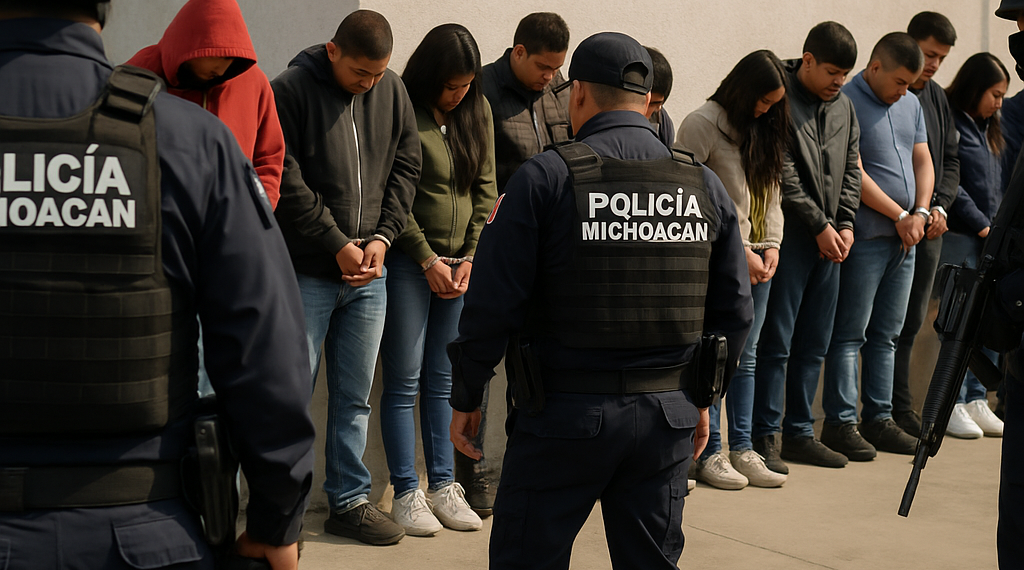 Van 12 detenidos en Michoacán, entre ellos hija de capo