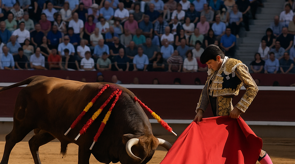 Daniel Luque pasea la oreja que cortó a su primer toro.