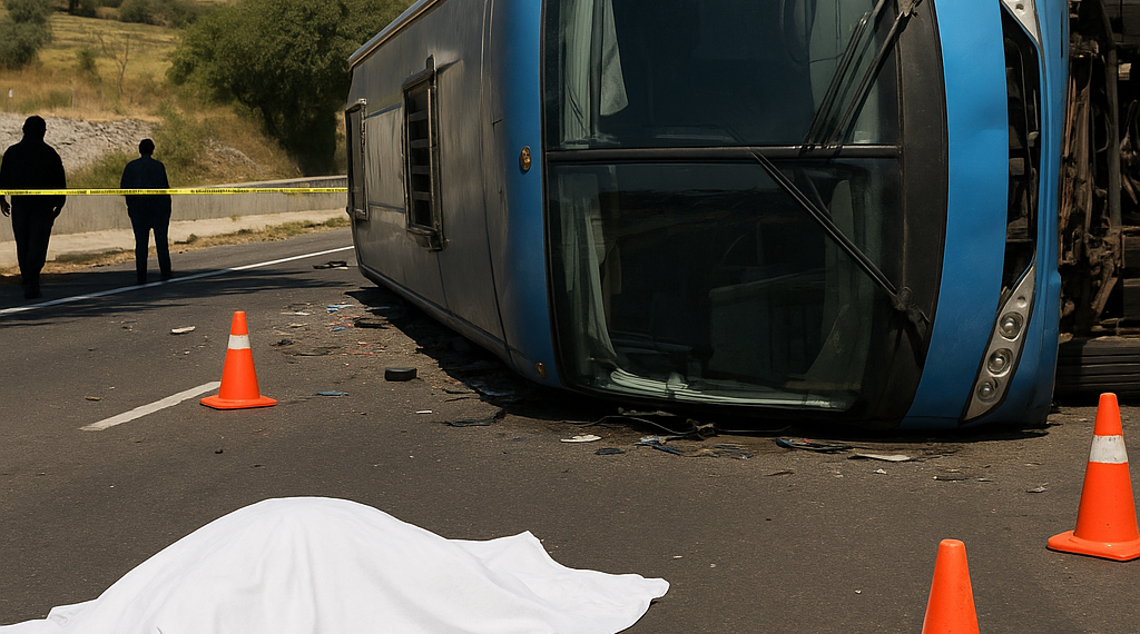 Muere uno tras volcar autobús en la México-Pachuca