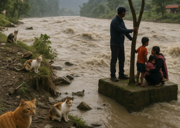 El impactante video de una familia que quedó atrapada en medio de la riada en Nepal y sobrevivió a la catástrofe