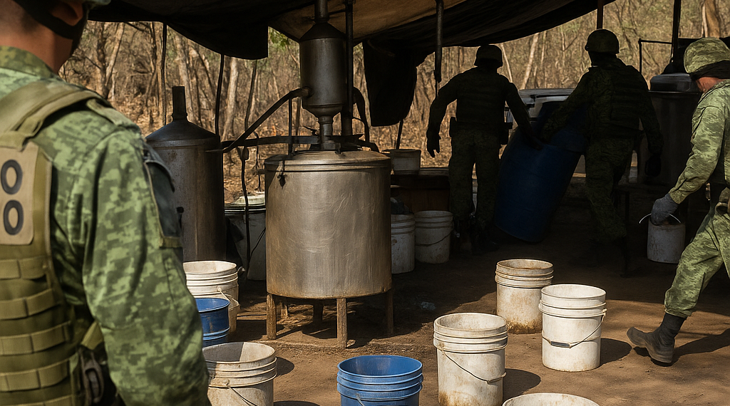 El Ejército desmantela dos laboratorios clandestinos en la sierra de Culiacán, Sinaloa