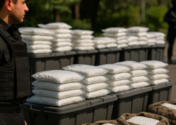 Harfuch anuncia decomiso de 120 kg de pastillas de fentanilo; EU destaca incautación de metanfetaminas
