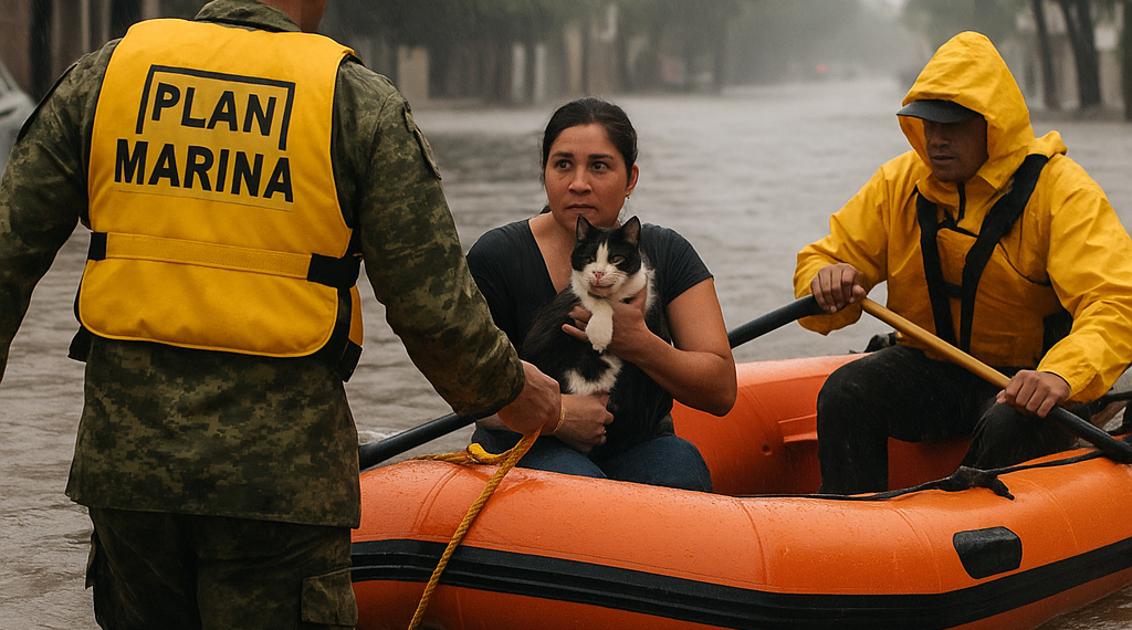 Fuerte lluvia provoca inundaciones y rescates en Culiacán