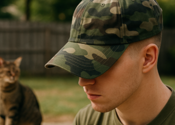 Connor Storrie’s Camo Hat Can’t Hide His Buzz Cut