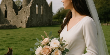 The Bride Carried a Handmade Silk Flower Bouquet for Her Ancestral Castle Wedding in Ireland