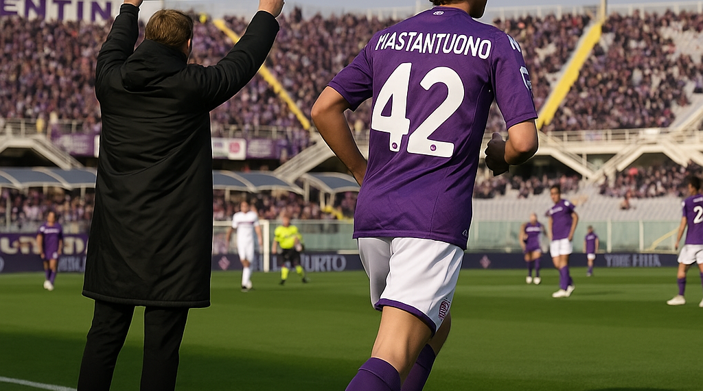 Mastantuono juega media hora en su debut con la Fiorentina en la Coppa