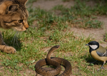 Este pájaro es famoso por atacar a cualquier depredador, pero ante una serpiente venenosa casi se paralizó