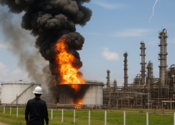 Pemex atiende incendio provocado por tormenta eléctrica en Terminal de Almacenamiento Pajaritos
