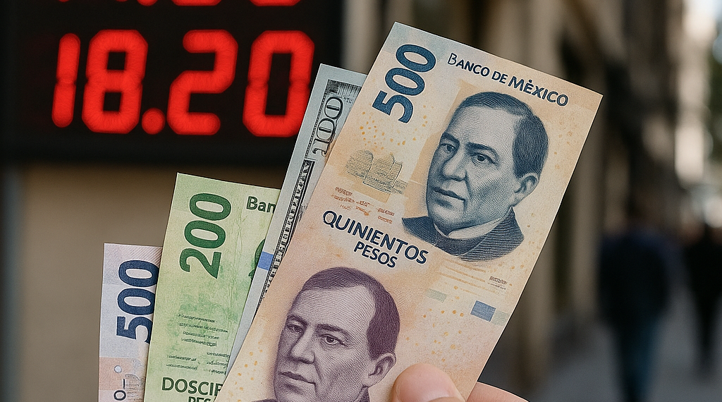 Peso mexicano se aprecia marginalmente frente al dólar y busca la línea de 17 unidades