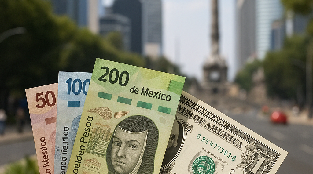 Peso mexicano mantiene su avance frente al dólar y se enfrenta a una zona clave