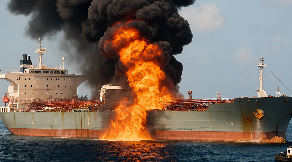 Un petrolero saudita fue atacado en el Mar Rojo y se incendió frente al puerto de Yanbu