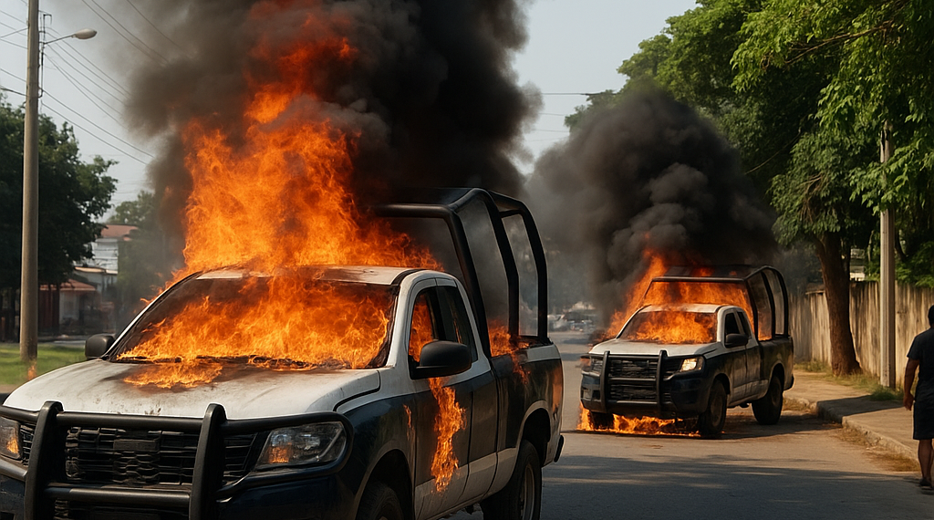 Incendian patrullas en Tabasco por muerte de motociclista