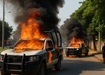 Incendian patrullas en Tabasco por muerte de motociclista