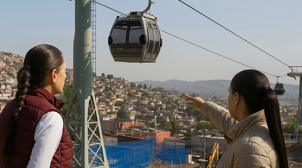 Presidenta Claudia Sheinbaum y Jefa de Gobierno Clara Brugada supervisan obras de la Línea 4 del Cablebus; reducirá 50% los tiempos de traslado en Tlalpan 