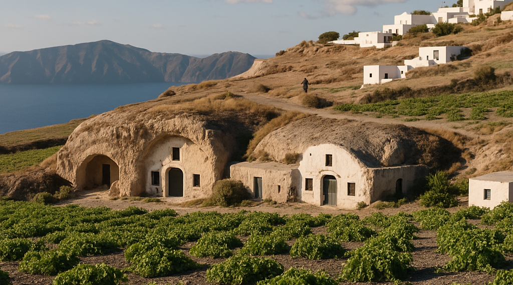 Casas en cuevas, vinos de suelo volcánico y solo 168 habitantes: así es Therasia, la vecina olvidada de Santorini