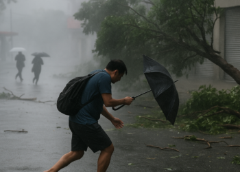 Al menos tres heridos y más de 350 vuelos cancelados por el paso del tifón Saudel en el sur de Japón