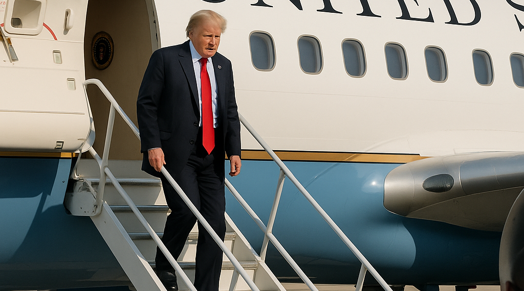 Confirma Trump haber bajado del Air Force One por amenaza