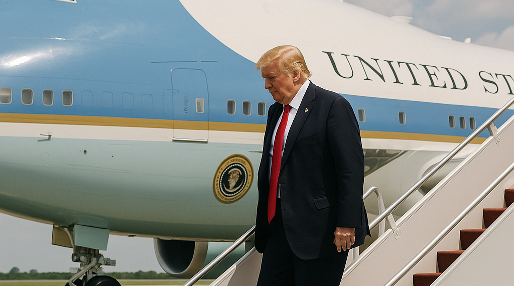 Confirma Trump haber bajado del Air Force One por amenaza