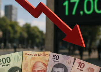 Peso abajo de 17 unidades por dólar