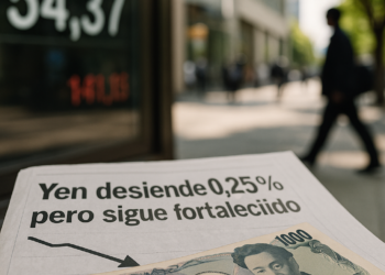 El yen cae​ 0.25%, pero mantiene ganancias impulsadas tras inusual intervención con EU