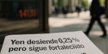 El yen cae​ 0.25%, pero mantiene ganancias impulsadas tras inusual intervención con EU