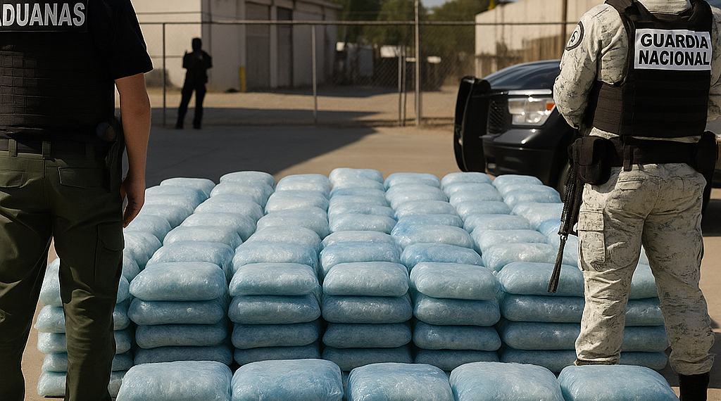 Personal de aduanas y elementos de la GN aseguraron 1,357 kilos de metanfetamina en Aduana de Tijuana