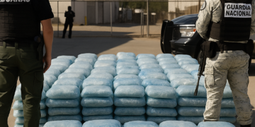 Personal de aduanas y elementos de la GN aseguraron 1,357 kilos de metanfetamina en Aduana de Tijuana