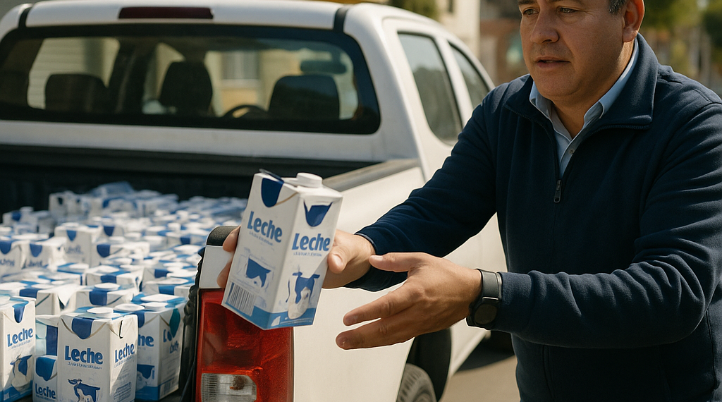 Repartió Alcalde leche robada por criminales
