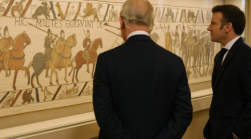 King Charles, Emmanuel Macron Visit Bayeux Tapestry for VIP Preview