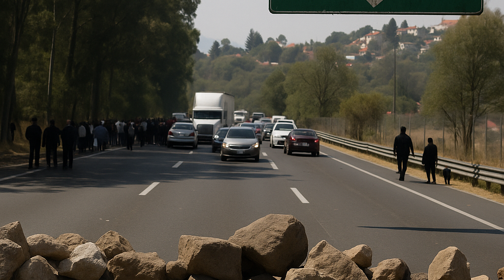 Bloquean carretera México-Toluca por disputa territorial