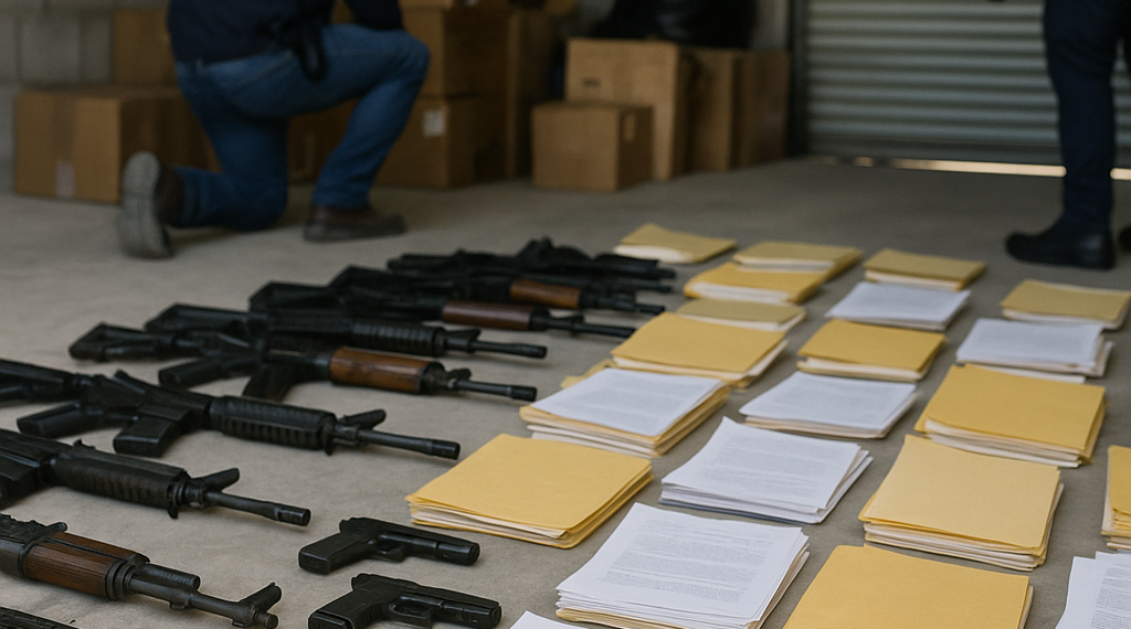 Hallan en bodega de Farías armas y documentos clasificados