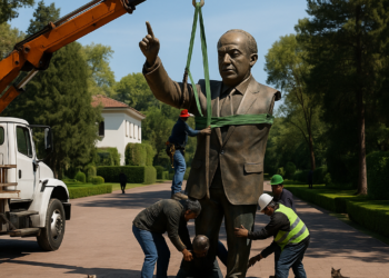 Decapitan estatua de Calderón en Los Pinos