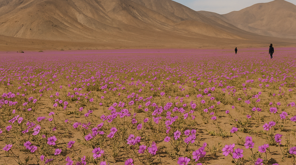 El desierto más seco del mundo que se convierte en un mar de flores cada 10 años