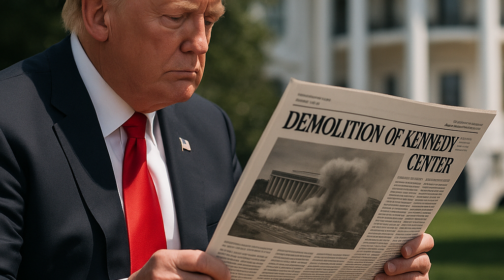 Photogs Get Picture Of Trump Studying Headlines About Demolishing Kenned Center