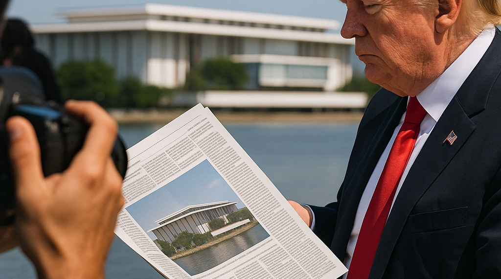 Photogs Get Picture Of Trump Studying Headlines About Demolishing Kenned Center