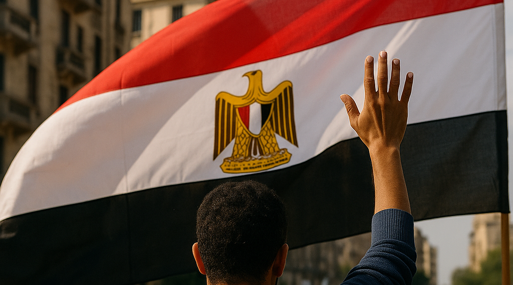 Hamza Abdelkarim levanta la mano con Egipto