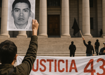 Protestan en Corte por los 43; los recibe Ministro Aguilar