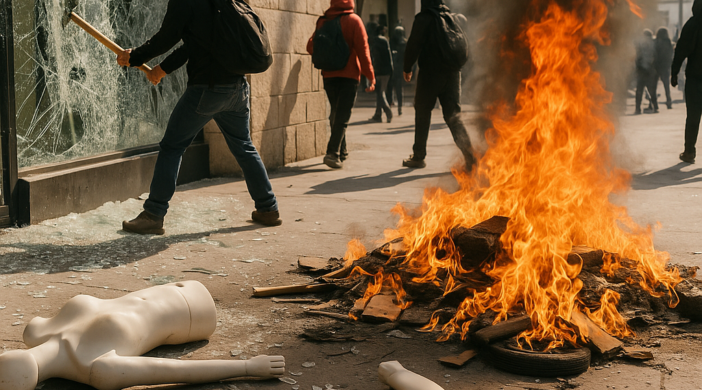 Rompen normalistas cristales e incendian objetos en Morelos