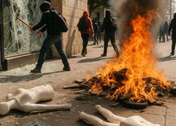 Rompen normalistas cristales e incendian objetos en Morelos