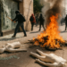 Rompen normalistas cristales e incendian objetos en Morelos