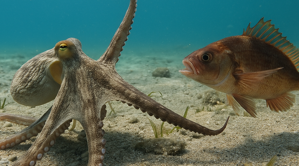 Defensa territorial y bofetadas: la particular relación entre los pulpos jóvenes y los peces en el arrecife brasileño