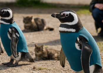 Pingüinos heridos en Chile usan chalecos con cobre y zinc para proteger sus heridas