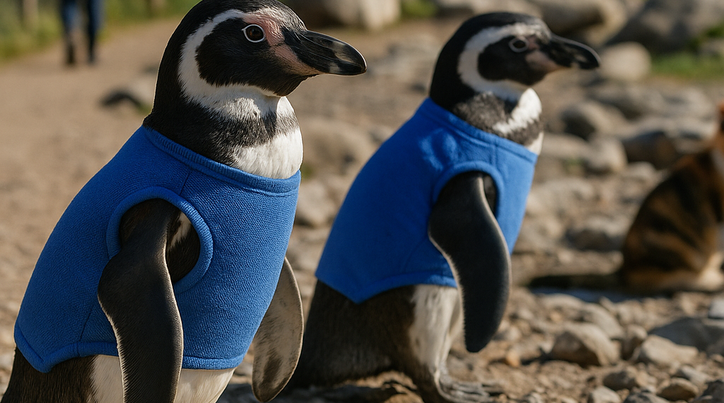 Pingüinos heridos en Chile usan chalecos con cobre y zinc para proteger sus heridas