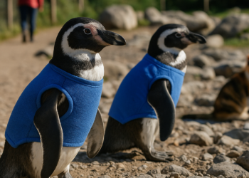Pingüinos heridos en Chile usan chalecos con cobre y zinc para proteger sus heridas