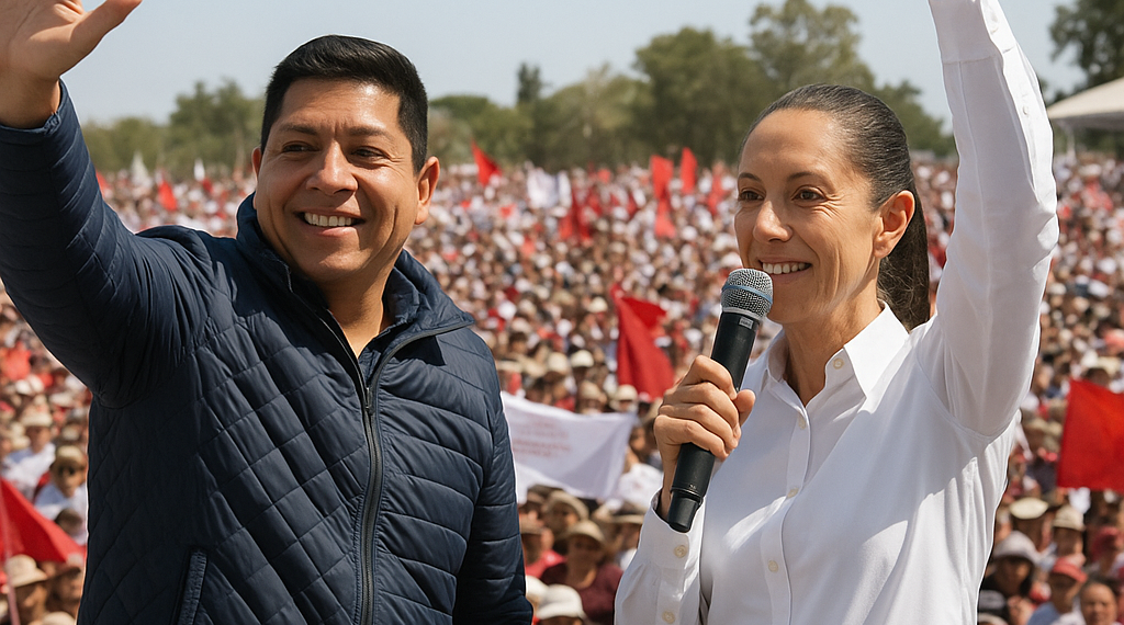 Ricardo Gallardo acompaña a Claudia Sheinbaum en su segundo informe ante 21,000 potosinos