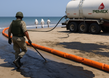Semar y Pemex activan plan de contingencia tras derrame de petróleo en Campeche