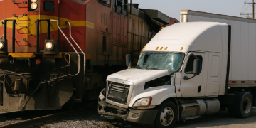 Las impactantes imágenes de un camión arrollado por un tren tras quedar atrapado en las vías